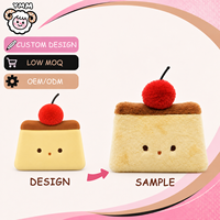 Porte-clés en peluche personnalisé en forme de gâteau avec pochette zippée et détail cerise, pendentif de sac cadeau OEM/ODM