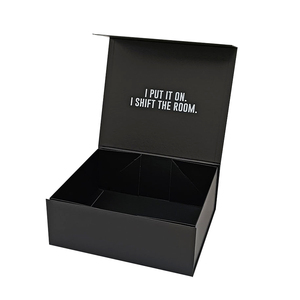 Custom Big Logo <b>Black</b> Luxury Rigid Magnetic <b>Box</b> Folding Collapsible Cardboard Gift Packaging <b>Box</b> - Product Image 4