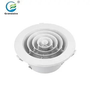 ABS Plastic Ceiling Vent Supply Air Grille Round Down Jet Diffuser Ventilation Downjet Air Diffuser With Butterfly Damper