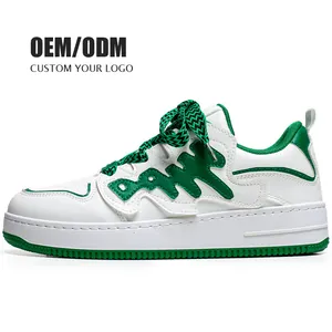 Oem kustom desain sepatu putih Logo kustom grosir kasual olahraga Sneakers sepatu basket pria