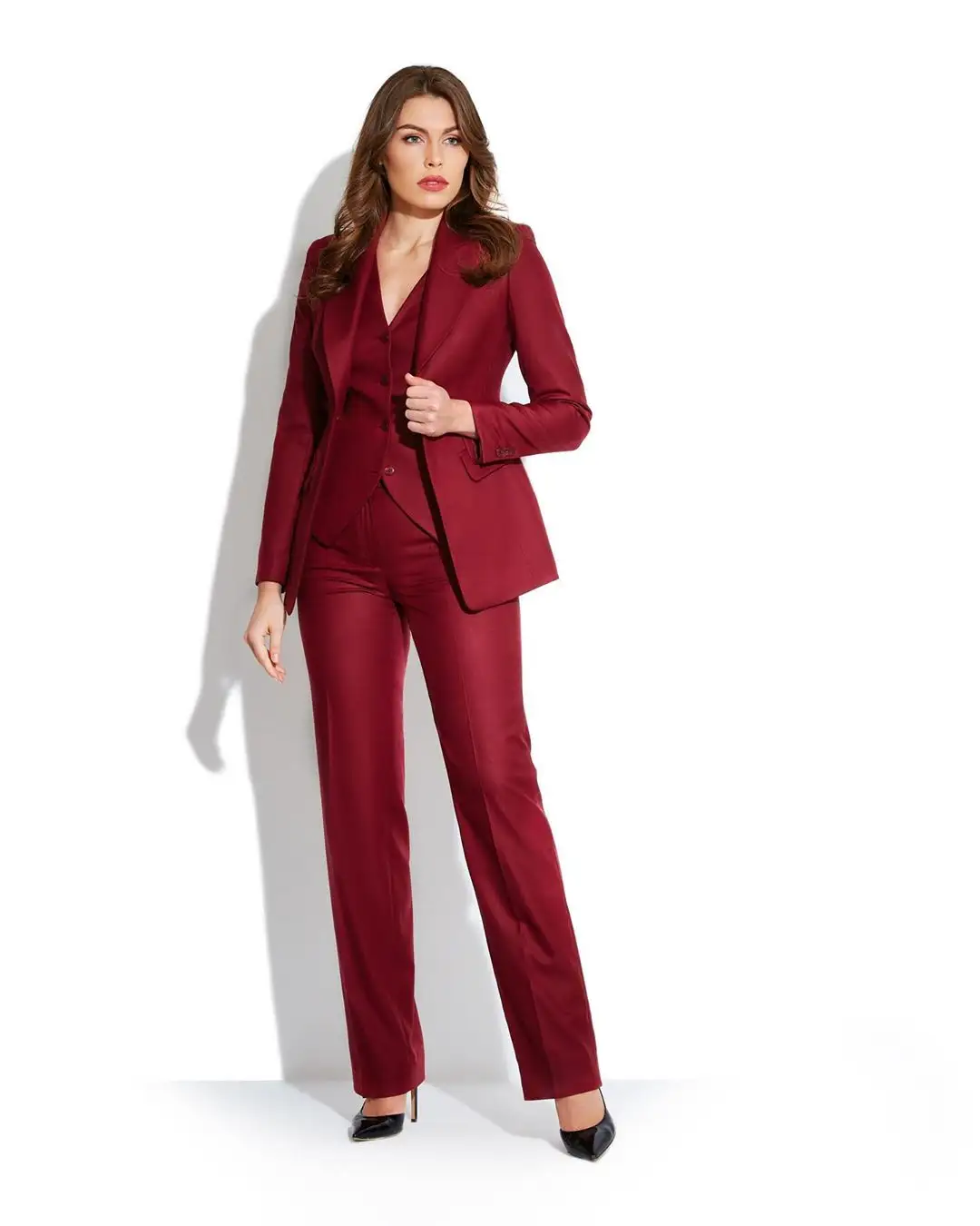 Fashion Design 3 Piece Pant Women Set Casual Suit For Women Slim Fit Red Pants Woman Suits