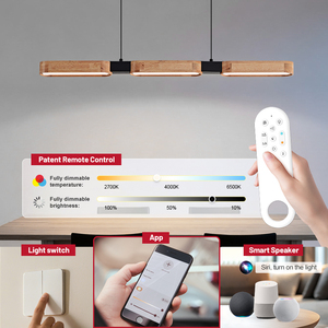 Lampada a Sospensione Lineare Personalizzabile OEM per Ristoranti e Bar, Paralume in Acrilico Effetto Legno, <span class=keywords><strong>Lampadari</strong></span> e Luci Pendenti Intelligenti - Product Image 4