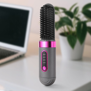 <span class=keywords><strong>Brosse</strong></span> <span class=keywords><strong>lissante</strong></span> sans fil à chauffage rapide rechargeable par USB, <span class=keywords><strong>brosse</strong></span> <span class=keywords><strong>lissante</strong></span> portable pour femmes, mini peigne chauffant à ions négatifs - Product Image 1
