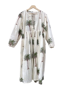 Camisa de pijama de algodón para mujer, ropa de dormir con botones y manga corta, ropa de dormir con estampado de palmeras, ropa de verano - Product Image 2
