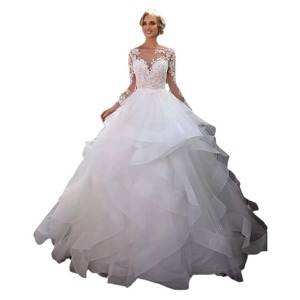 Lace Appliqu Wedding Dress White Ball Gown V-neck Tulle Natural Waistline 2026 New Style - Product Image 4