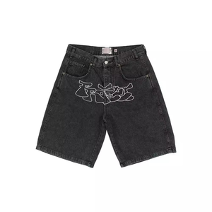 Haute qualité Hip-Hop lettre imprimé Denim Shorts nouveauté printemps été Collection décontracté jambe large pantalon court tissé OEM - Product Image 1