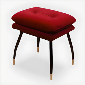 TABOURET CM 44X33 H. 47 EN VELVET ROUGE - Product Image 1