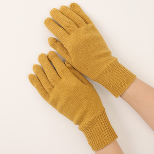 Guantes de invierno de punto liso de lana pura para mujer, guantes y manoplas de Cachemira de lana para mujer - Product Image 4