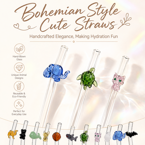 Pajitas <span class=keywords><strong>de</strong></span> Cristal Reutilizables Ecológicas, Serie Animales, para Bares y Fiestas, Empaquetado al por Mayor - Product Image 4