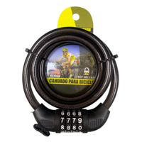YH3419 Antivol de vélo durable à combinaison, chaîne en acier + câble ABS avec revêtement PVC, cadenas à 4 chiffres personnalisé pour moto/vélo électrique