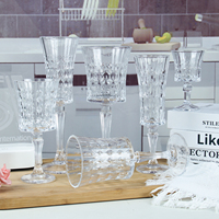 Ensemble de verres à vin et à champagne en cristal transparent vintage à motif diamant, gobelets à vin rouge gravés, verres à eau pour la décoration de mariage
