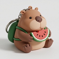 Porte-clés en caoutchouc PVC souple personnalisés en gros avec motif Capybara mignon, accessoires pendentifs