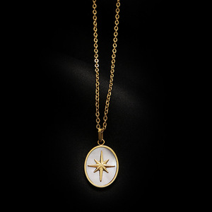 Gran oferta <span class=keywords><strong>de</strong></span> acero inoxidable para mujer, estrella <span class=keywords><strong>de</strong></span> anís chapada en oro, collar <span class=keywords><strong>de</strong></span> Fritillary <span class=keywords><strong>de</strong></span> concha blanca ovalada, cadena <span class=keywords><strong>de</strong></span> clavícula - Product Image 3