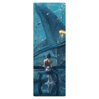 Tapis de yoga en caoutchouc naturel PU imprimé, antidérapant, extra épais 5 mm, écologique, antimicrobien, motif élément aquatique, nouvelle arrivée 2026