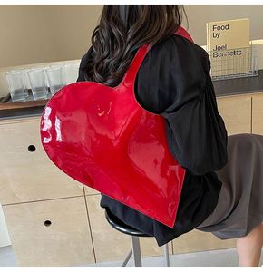 <b>Vintage</b> Luxury Women Novelty Red Heart Shape Patent PU Tote Holiday Underarm Handbag Wholesale Elegant Casual <b>Purse</b> - Product Image 4