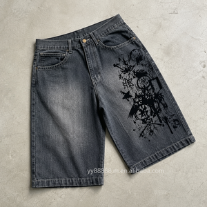 Jorts vintage personnalisés pour hommes, streetwear, shorts en jean délavé, shorts en jean personnalisables, jorts personnalisables, shorts en jean à motifs floraux, nouveaux modèles unis - Product Image 1