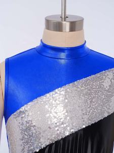 Conjunto de Top Corto Metálico y Pantalones para Niñas de 6 a 16 Años, Traje de Danza Jazz para Actuaciones en Escenario, Clases de Danza y Danza Lírica - Product Image 3