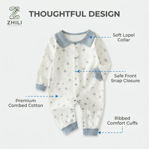 Tutina Neonato in Puro Cotone a Doppio Petto Senza Cuciture, Tutina Versatile <span class=keywords><strong>per</strong></span> Primavera Autunno Inverno, Abbigliamento da Esterno <span class=keywords><strong>per</strong></span> Neonato Maschio - Product Image 3