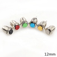 12MM avec LED 3V 5V 12V 24V 220V Interrupteur à bouton en métal Bouton-poussoir momentané Auto-réinitialisation Étanche Illuminé