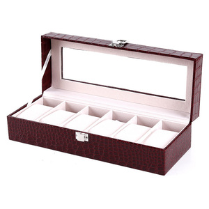 Caja <span class=keywords><strong>de</strong></span> reloj <span class=keywords><strong>de</strong></span> lujo personalizada para hombre y mujer, caja <span class=keywords><strong>de</strong></span> cuero PU con 6 ranuras, cajas y estuche para relojes - Product Image 3