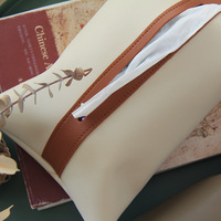 Distributeur de mouchoirs et de serviettes en cuir PU fait main de style américain, respectueux de l'environnement, pour hôtels, emballage en carton