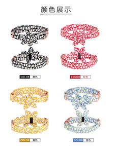Collar de perro con pajarita Choke Lazos ajustables para perros cachorros con hebilla de metal tallada Collar Patrón de flores Collar y correa para mascotas - Product Image 6