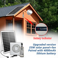 12V25W Solarpanel DC Wandmontierter Lüfter Doppelkugellager 4000mAh Akku Kunststoffblatt OEM/ODM Anpassbarer Axiallüfter 1