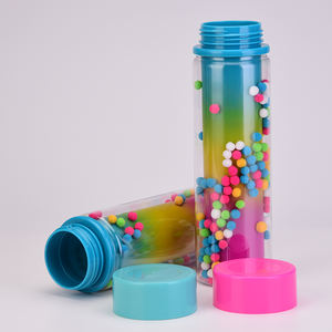 Bouteille en plastique double couche de 500ml POM pour boule de paille nouvelle couleur arc-en-ciel dégradé créative étanche pour un design mignon pour les enfants - Product Image 5