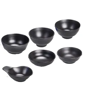 Factory price square soup bowl melamine serving bowls black matte bowl for noodle