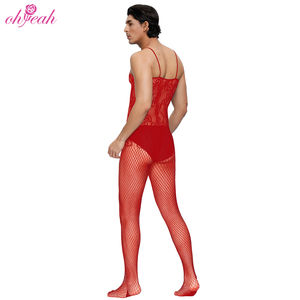 Wholesale See Through <strong>Mens</strong> Sexy Underwear Open Crotch Sheer Floral Pattern Mesh Nylon <strong>Bodystocking</strong> <strong>Men</strong> Erotic Gay Lingerie - Product Image 6