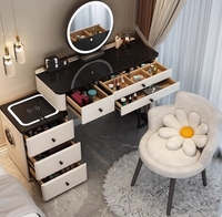 Coiffeuse en verre de vanité de maquillage de commode de tiroir pour la salle de bains avec le miroir mené