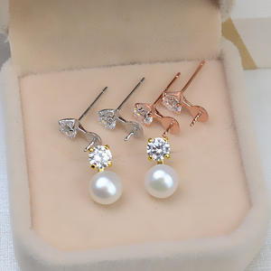 ต่างหูเงินแท้ S925 แบบห่วงประดับมุก 7 เม็ด สำหรับงาน DIY  อะไหล่เครื่องประดับ 5583 - Product Image 1