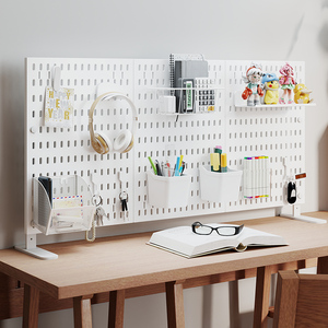 Support organisateur de <span class=keywords><strong>bureau</strong></span> en panneau perforé, sans perçage, pour comptoir de <span class=keywords><strong>bureau</strong></span>, cuisine, chambre, rangement, étagère murale robuste avec crochets - Product Image 1