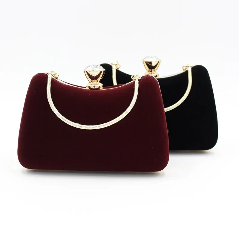 Factory Wholesale High Quality Exceptional Luxury Purse Party Bag Hand Bag Black Suede Clutch Bag Evening Bags 2023