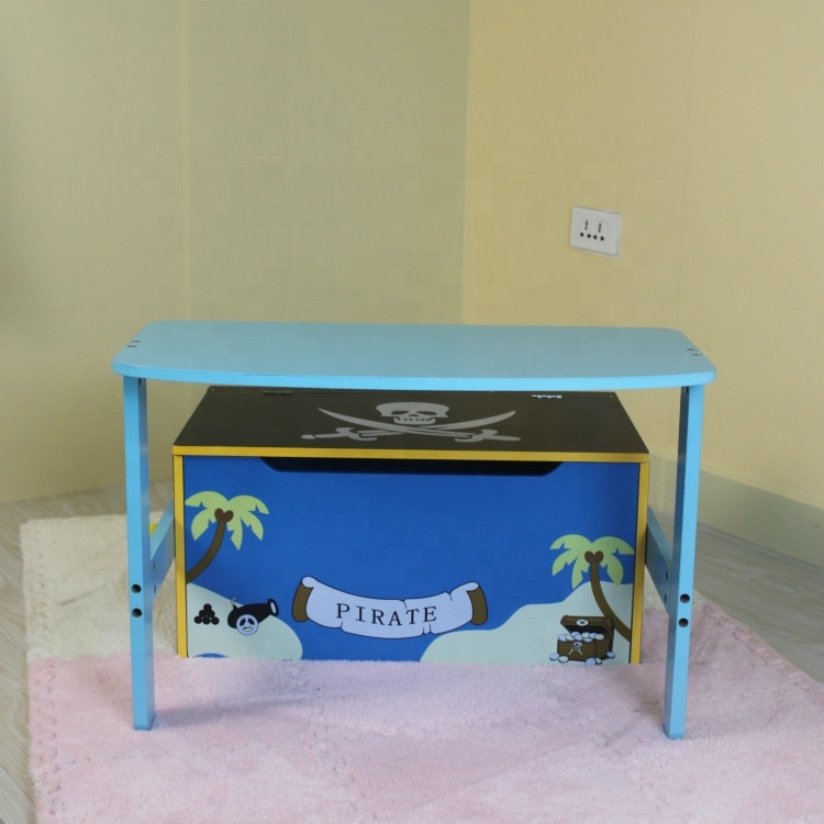 PAFEN Coffre à Jouets Pirate SET 2x 49L Avec Roulettes - Rangement Enfant Bleu/Jaune