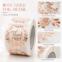 Rouleau d'autocollants transparents personnalisés en feuille d'or rose, étiquettes transparentes imperméables, logo personnalisé, taille sur mesure pour les autocollants d'étanchéité des emballages