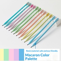 Nouveaux crayons triangulaires HB en plastique couleur macaron, vente en gros transfrontalière, emballage anglais pour le commerce extérieur