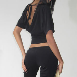 Camiseta de Verano Transpirable con Encaje y Estampado Digital, Cuello en V, Tejida, de Manga 1/2, Color Sólido, Blusa Casual Elegante para Mujer - Product Image 5