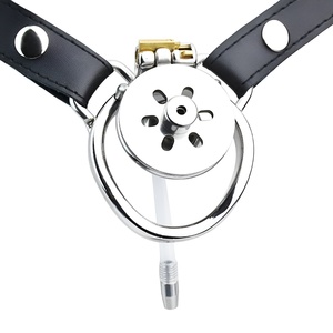 Dispositivo de Castidad Masculino FRRK de Acero Inoxidable 304 con Catéter Uretral, Candado de Metal Plano para Pene, Jaulas de Castidad, Juguetes Sexuales para Hombres - Product Image 1