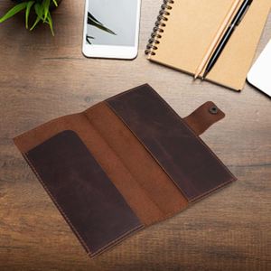 Funda para Chequera de Cuero Genuino Premium con Portaplumas, Fundas para Chequera Marrones, Porta Billetes Duradero - Product Image 4