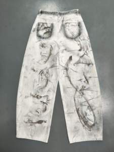 Jeans de Mezclilla Extra Grandes Huanqiu para <span class=keywords><strong>Hombre</strong></span>, con Estampado Gráfico, Desgastados, Holgados, Blancos, de Primavera - Product Image 5