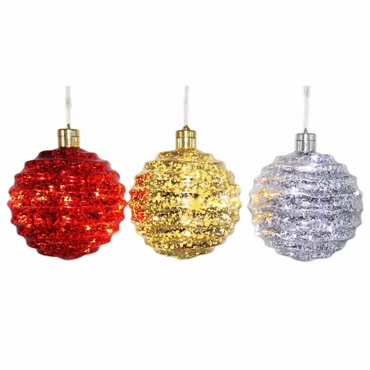 2022 Creative Battery Supply Christmas Ball Decoration Party PET Ball con luci a LED Hanging Tree Ornament