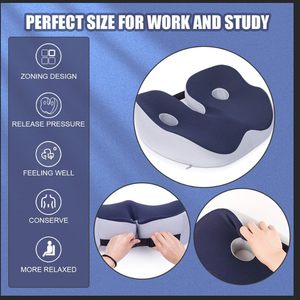 Memory Foam Seat Cushion 48cm X 39cm X 14cm Breathable Hemorrhoid Relief Office Buttock Pad For Long Sitting Support - Product Image 4