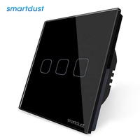 Interrupteur mural intelligent tactile en verre Smartdust Smart Home EU UK 220V version universelle 1 voie avec télécommande WiFi sans fil