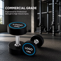 Haltères à tête ronde en PU, chromés, à poignée moletée, pour la musculation en salle de sport, équipement de musculation commercial, directement de l'usine