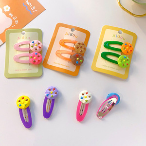 2024 nouveaux enfants Fluorescent Cookie pinces à cheveux frange pince à cheveux doux mignon épingle à cheveux bébé filles coeur BB pince accesorios para ninas - Product Image 4