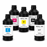 Tinta UV Goosam 1000ml CMYKW Tinta Industri Sedang untuk Printhead Ricoh G5 G6 Konica Starfire Seiko
