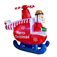 Décoration de Noël transfrontalière : Hélicoptère gonflable Père Noël de 1,8 mètre avec lumières LED pour jardin et fêtes