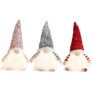 ขายร้อนคริสต์มาสตุ๊กตาfacelessตกแต่งด้วยหมวกเลื่อมสามารถเรืองแสงตกแต่งน่ารักคนแคระRudolph