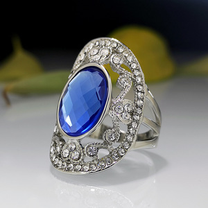 Anello Vintage Blu per Donne, Design Geometrico, Accessorio da Dito per Uso Quotidiano - Product Image 6